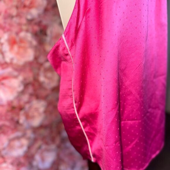 Victoria's Secret (XL) Hot Pink Polka Dot Polyester Tank Top w Spaghetti Straps - Picture 4 of 7
